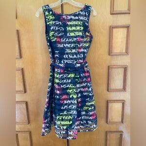 Just...Taylor Navy with Pink and Green Floral Belted Dress
